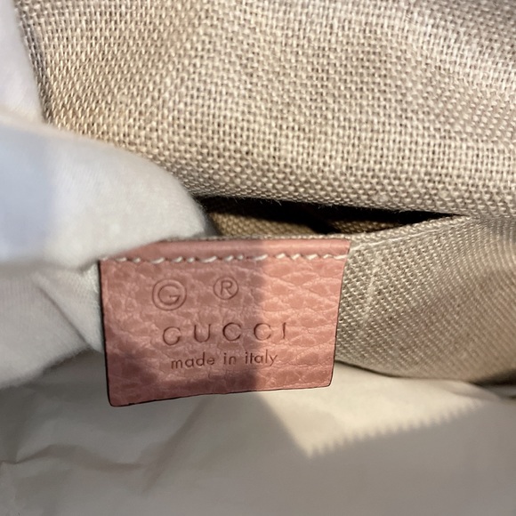 GUCCI 449661 Dollar Calfskin Small GG Charm Dome Bag Soft Pink - Picture 11 of 12